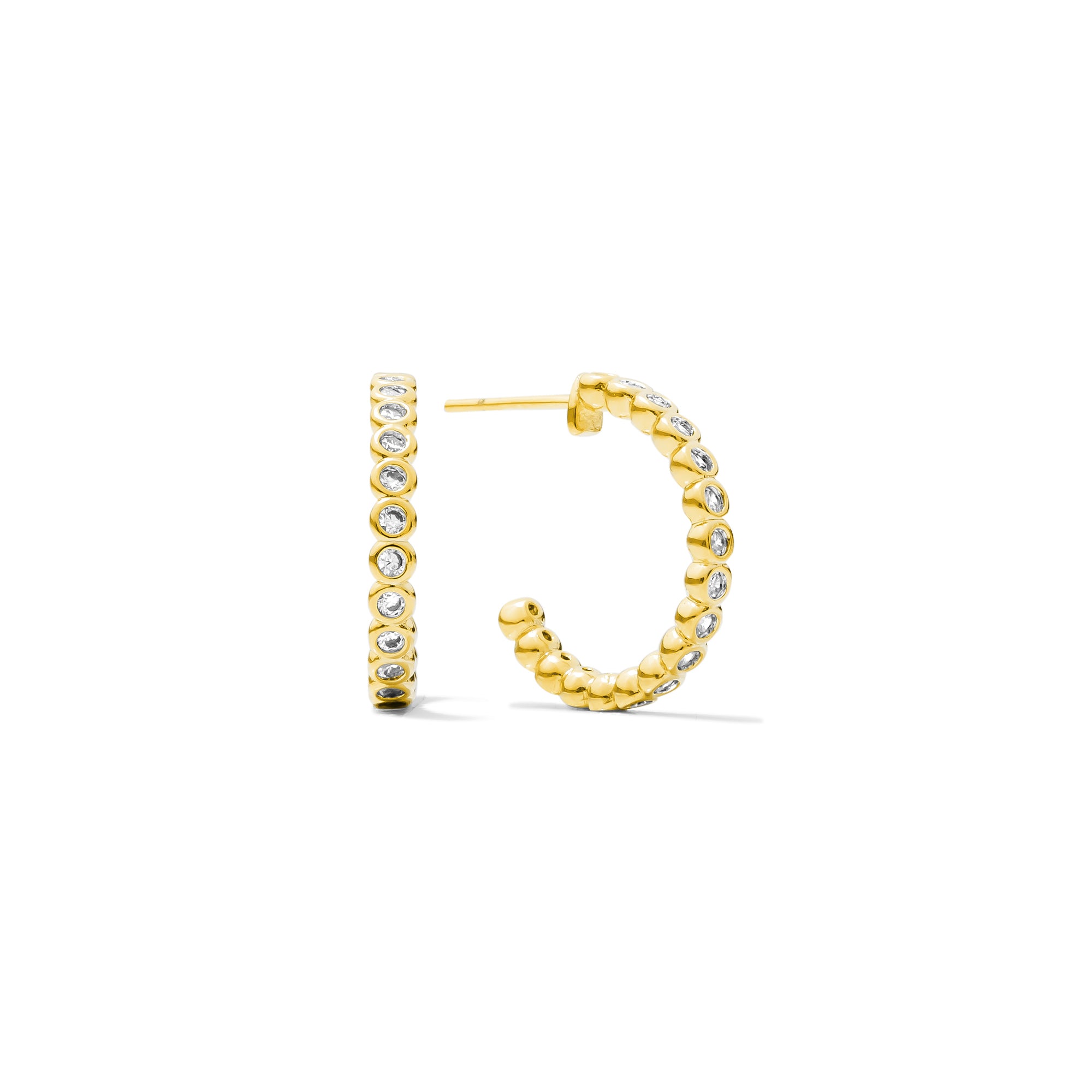 18k Gold Filled 19mm Bezel CZ C- Hoop Earrings