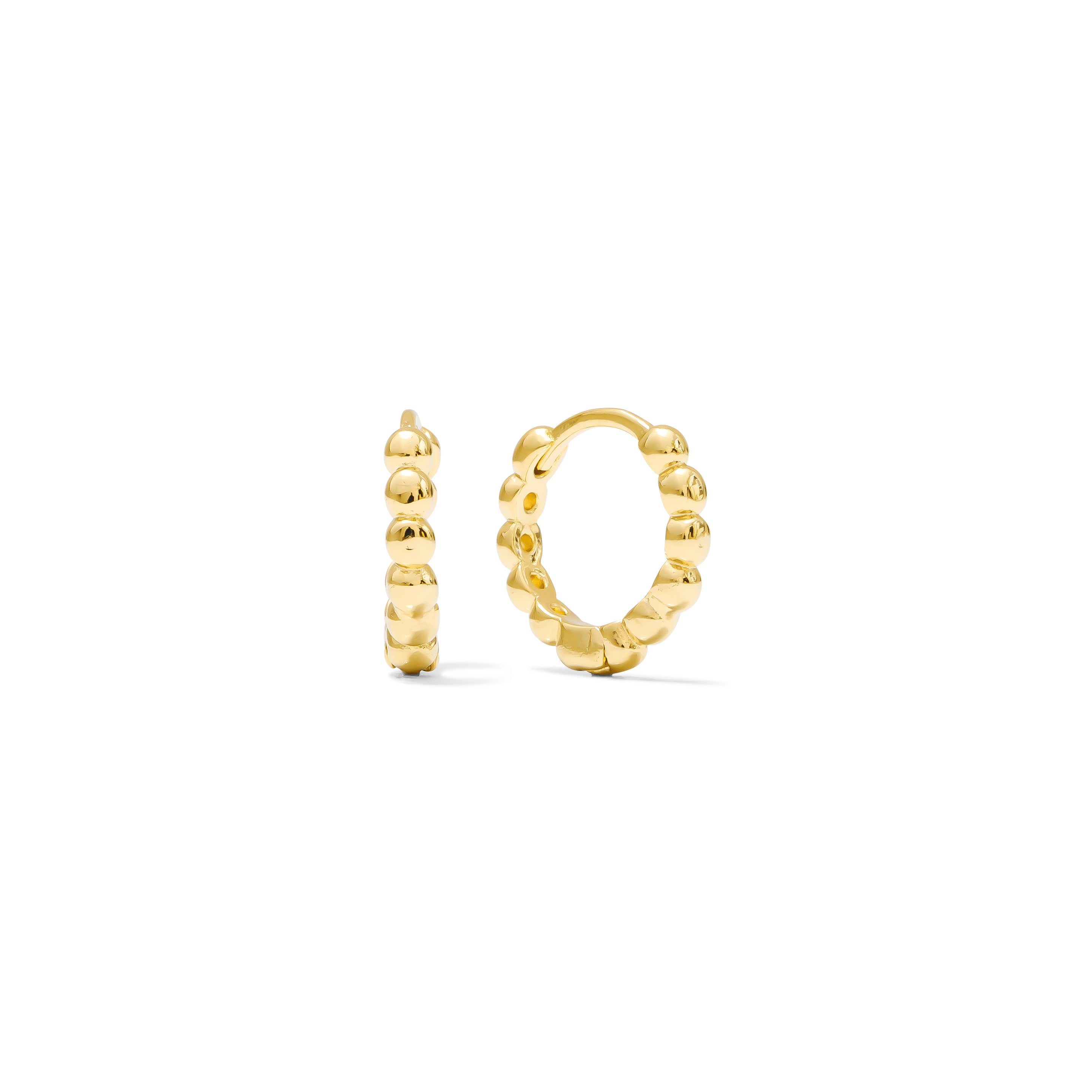 Huggie Clicker • Beaded Hoop • Petite • 14mm