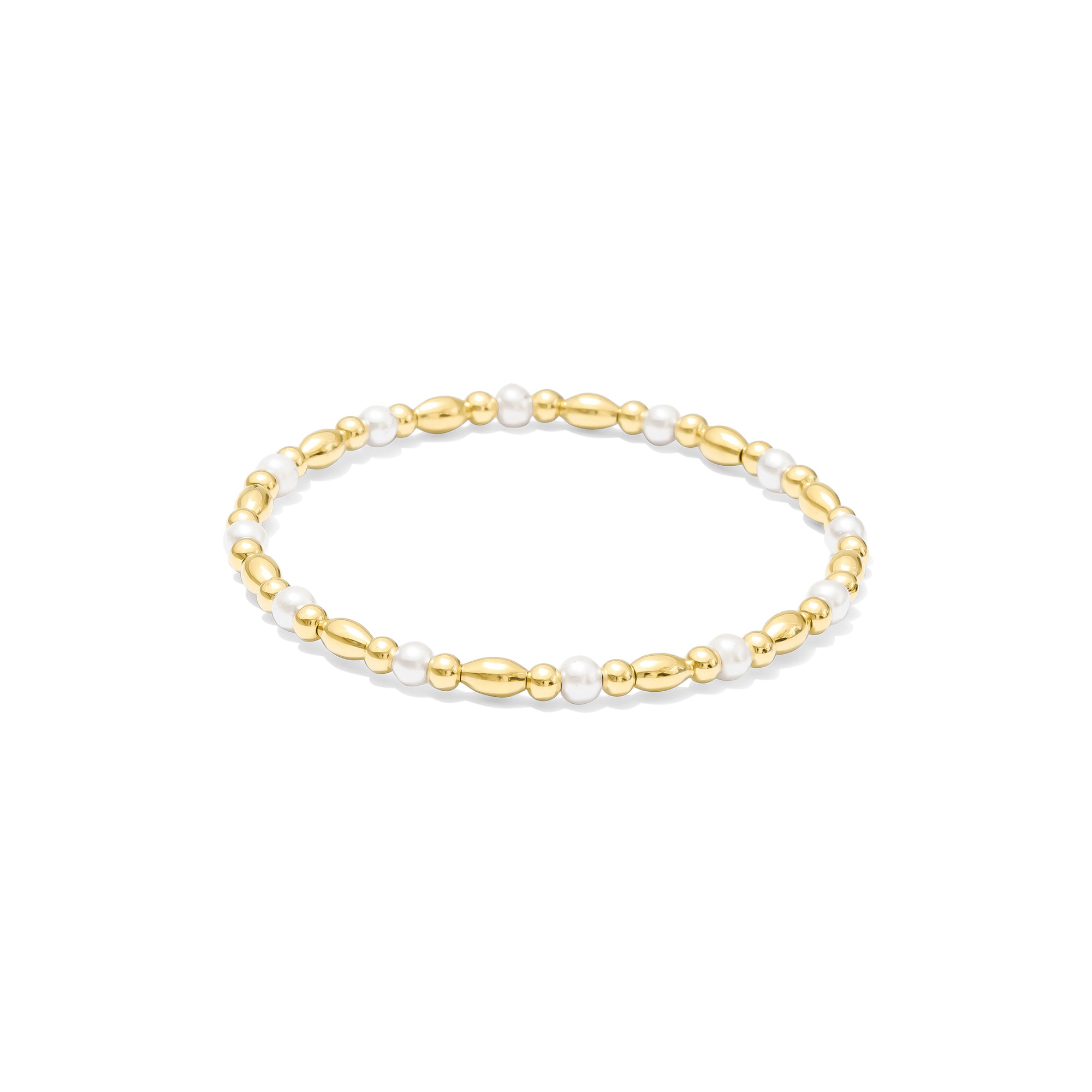 Jules and Bee, Pearl Collection, 3.5mm Pearl, 3mm Gold Round, Oval