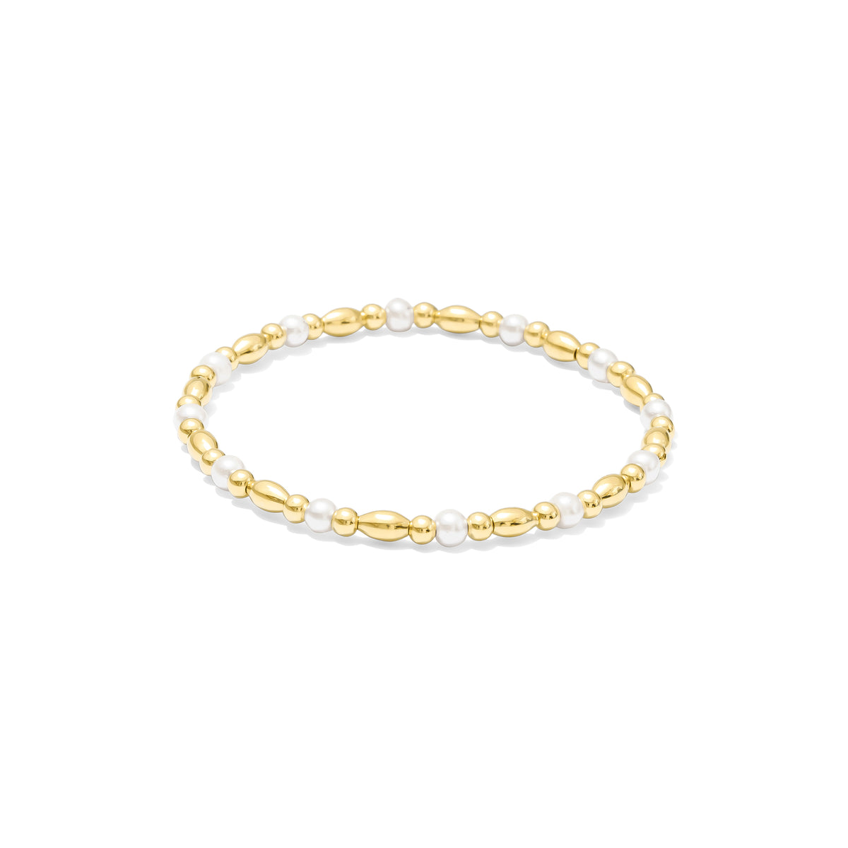 Jules and Bee, Pearl Collection, 3.5mm Pearl, 3mm Gold Round, Oval