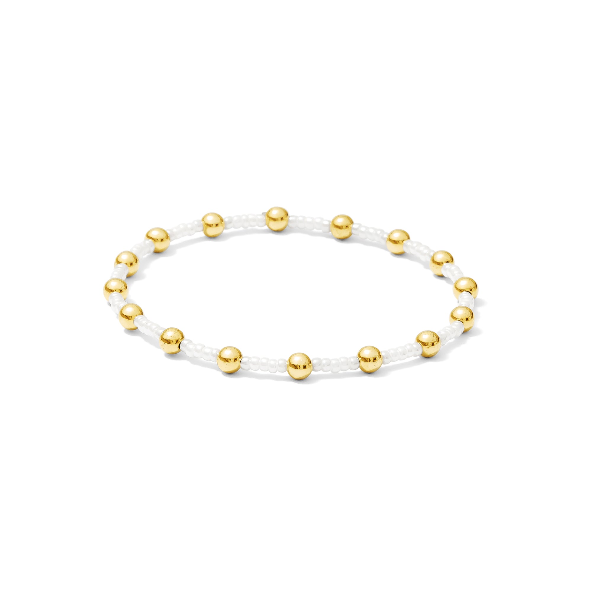 Signature Cadence • 4mm Gold • White Bead Bracelet