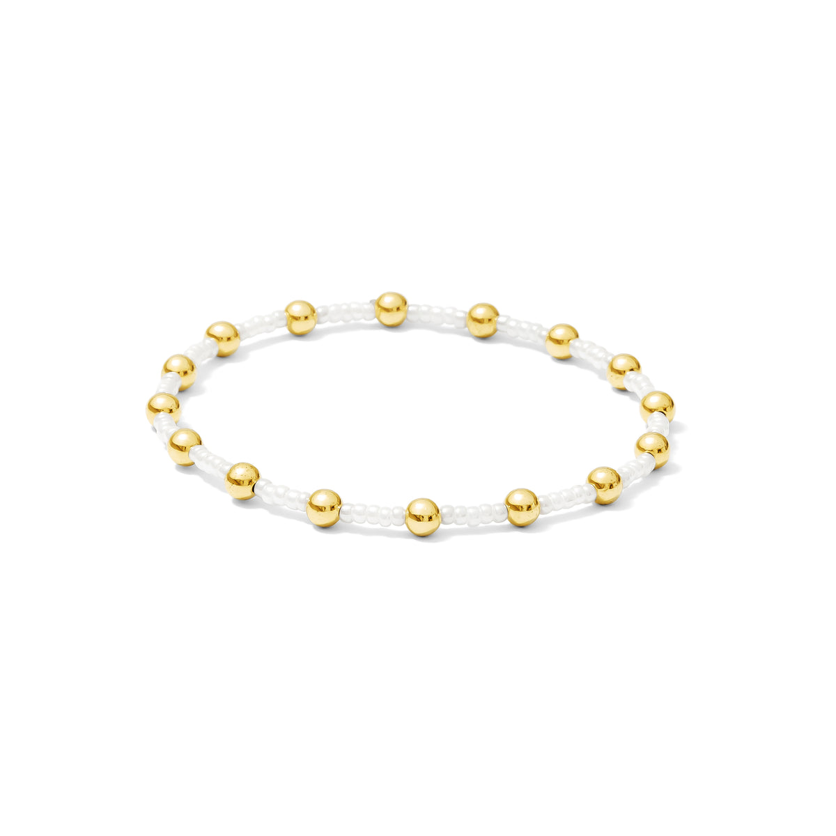 Signature Cadence • 4mm Gold • White Bead Bracelet